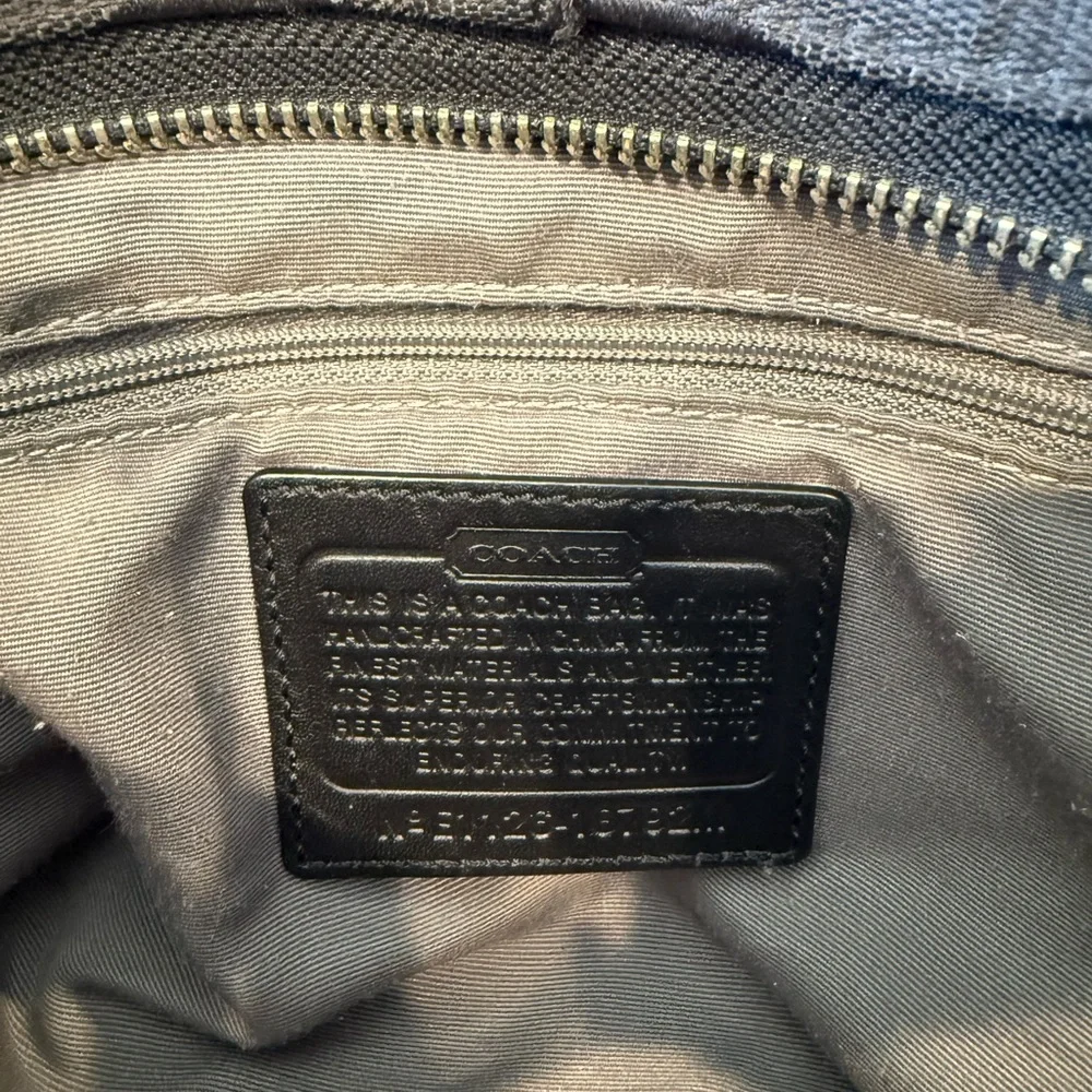 Coach Signature Black Canvas Shoulder Hobo with Silver Hardware - Picture 6 of 12